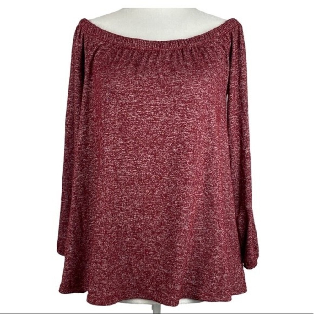 Hollister Womens Blouse Medium Burgundy Long Sleeve Off the Shoulder Ladies Top